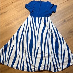 Amazon Zebra Print Maxi Dress in Blue and White
